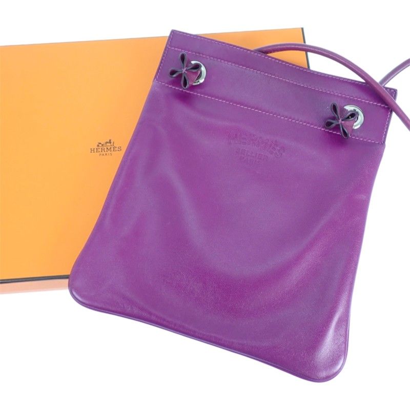 Hermes Sac Aline Mini Shoulder Bag Swift Agneau Milo Anemone Violet Silver