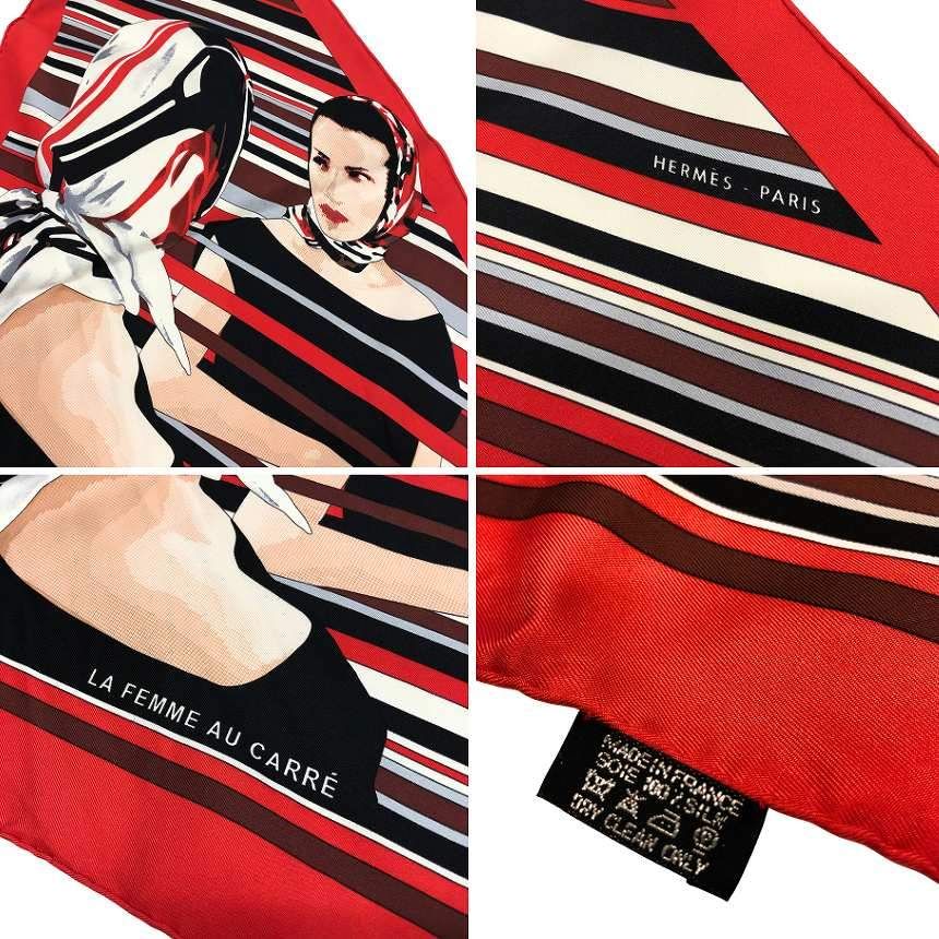 Hermes Pointe la Femme AU Carre Pattern Pointu Triangle Scarf Silk — view 3