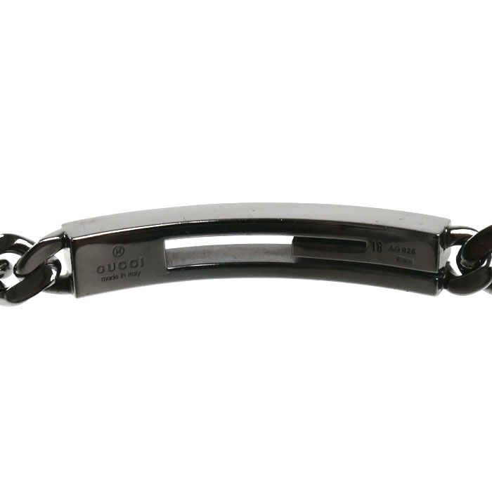 Gucci 925 Sterling Silver Cutout G Black Coating Bracelet 18 — view 5
