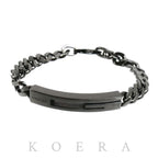 Gucci 925 Sterling Silver Cutout G Black Coating Bracelet 18