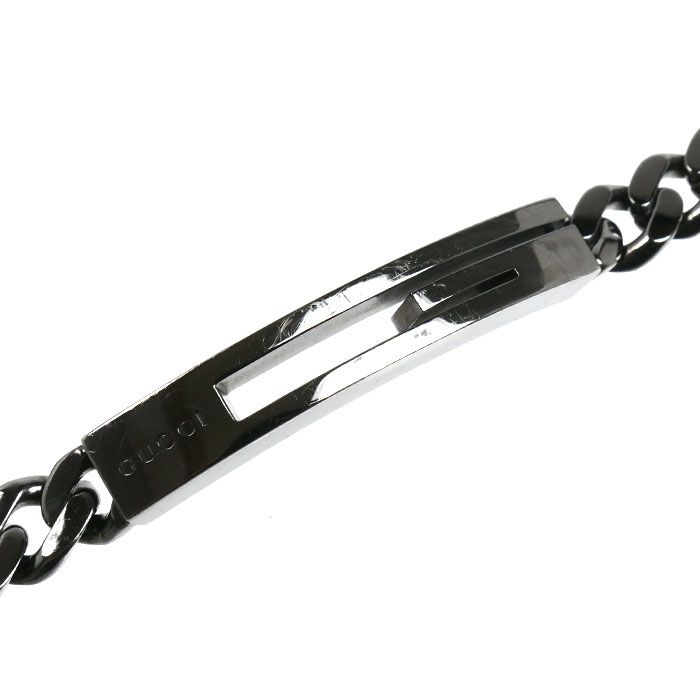 Gucci 925 Sterling Silver Cutout G Black Coating Bracelet 18 — view 4