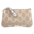 Gucci GG Emblem Key Pouch Coin Purse Metallic Key Case Supreme Canvas Light
