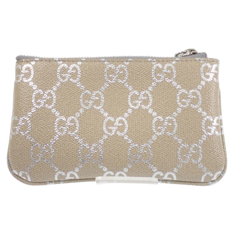 Gucci GG Emblem Key Pouch Coin Purse Metallic Key Case Supreme Canvas Light — view 3