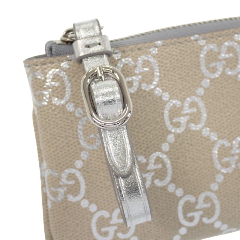 Gucci GG Emblem Key Pouch Coin Purse Metallic Key Case Supreme Canvas Light — view 5
