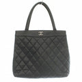 Chanel Quilted Caviar Leather Tote Bag Hand CC Logo Black