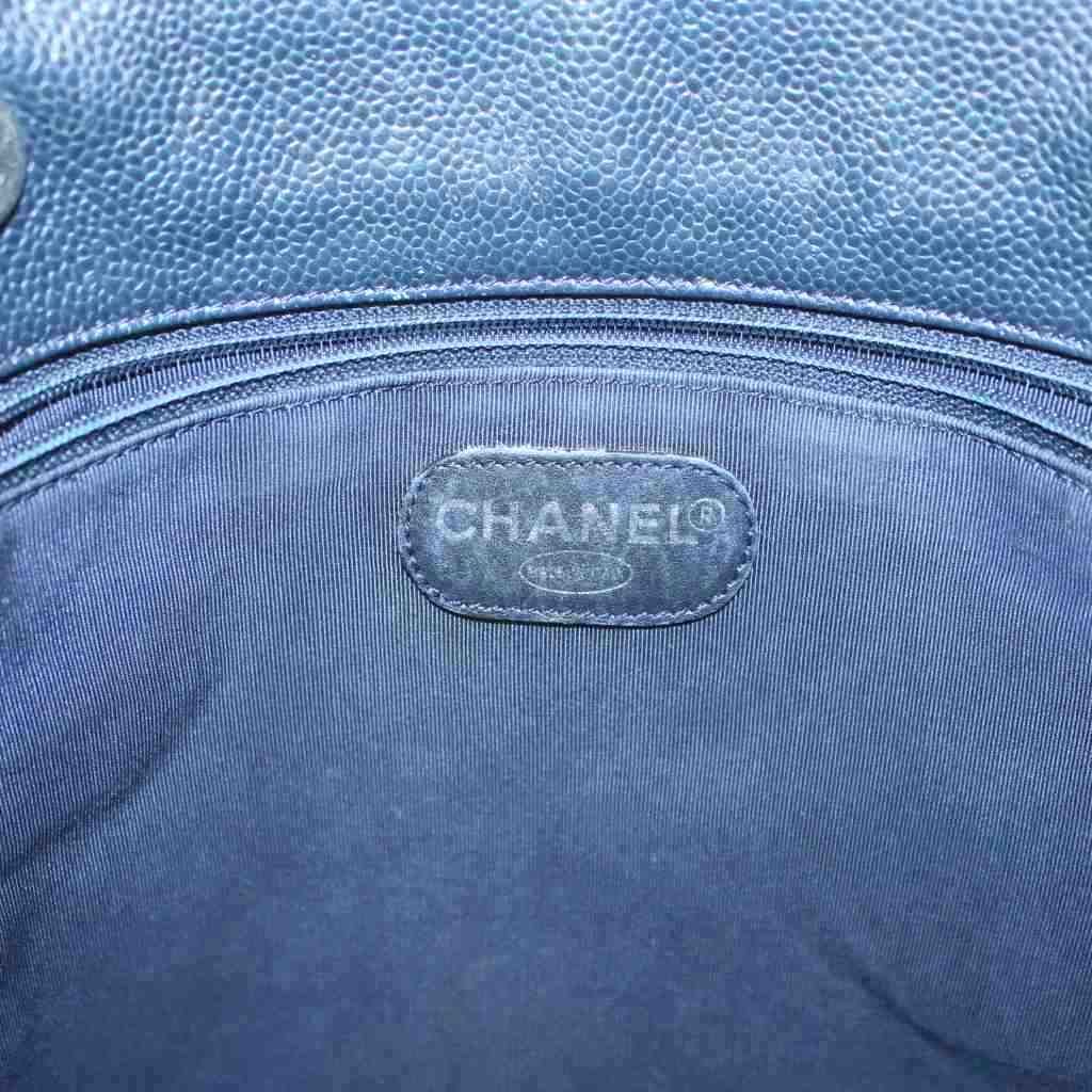 Chanel Quilted Caviar Leather Tote Bag Hand CC Logo Black — view 4