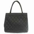Chanel Quilted Caviar Leather Tote Bag Hand CC Logo Black — view 3