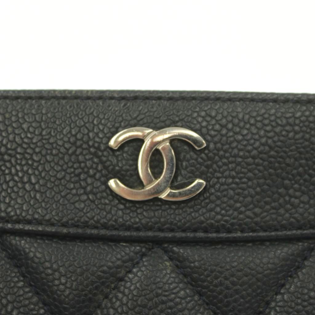 Chanel Quilted Caviar Leather Tote Bag Hand CC Logo Black — view 8