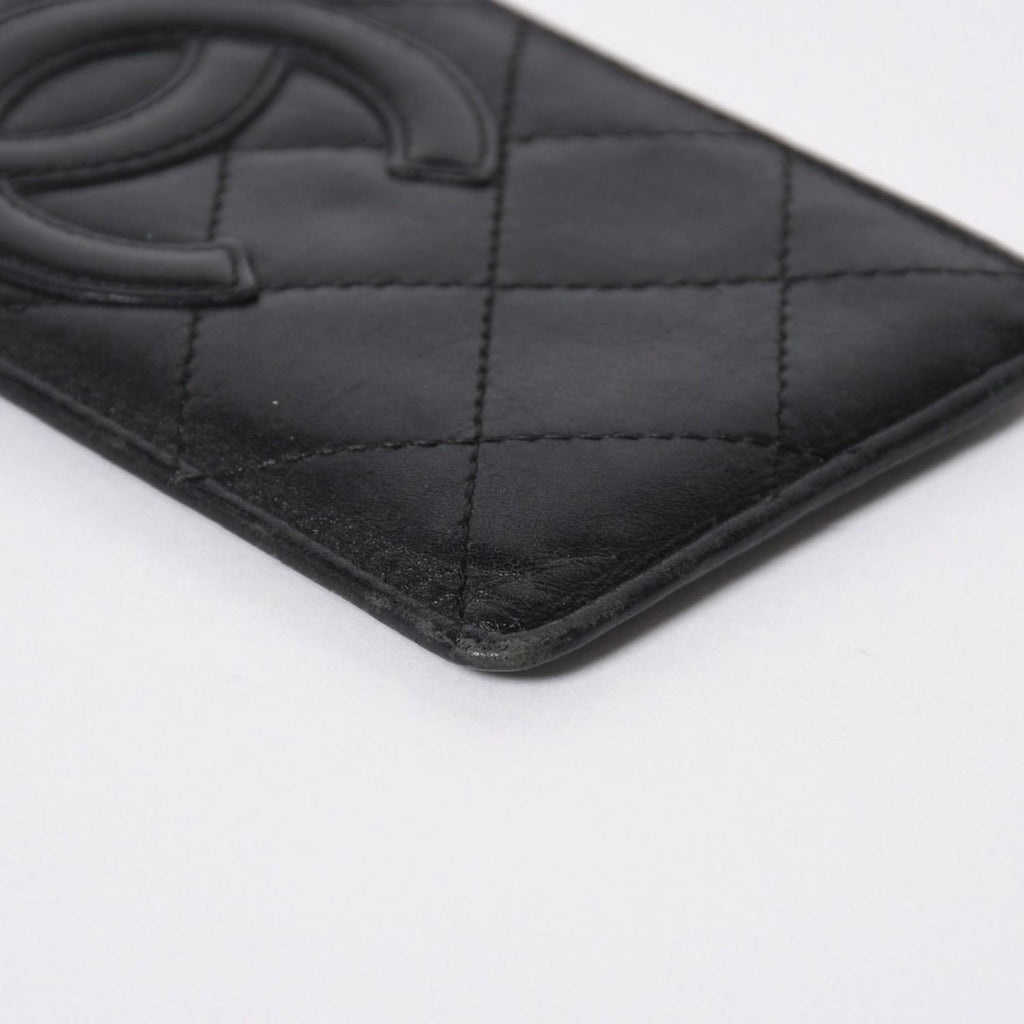 Chanel Cambon Line Card Case CC Logo Lambskin Black Pink — view 5