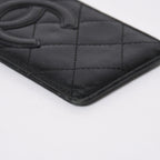 Chanel Cambon Line Card Case CC Logo Lambskin Black Pink — view 5