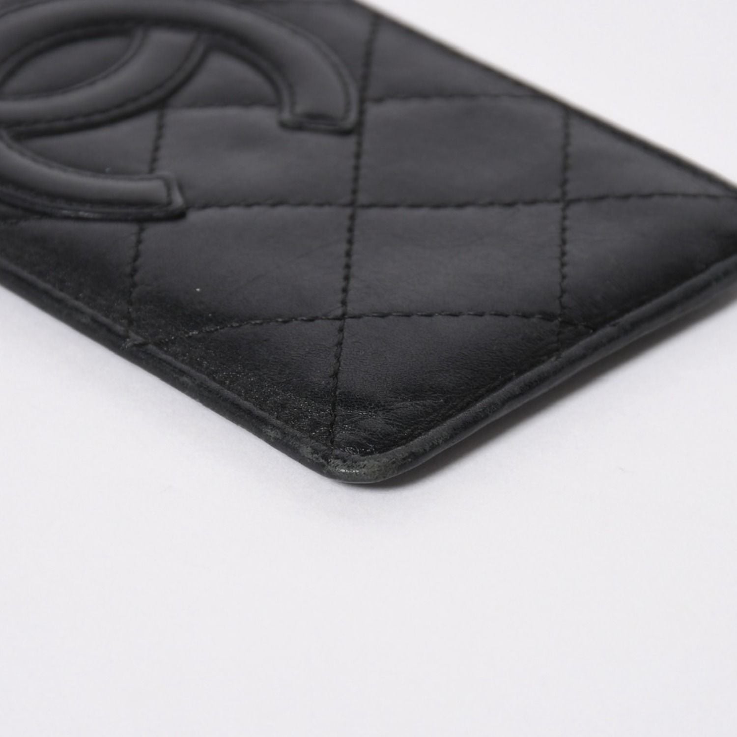 Chanel Cambon Line Card Case CC Logo Lambskin Black Pink — view 5