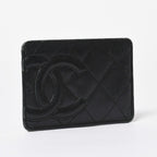 Chanel Cambon Line Card Case CC Logo Lambskin Black Pink — view 3