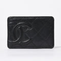 Chanel Cambon Line Card Case CC Logo Lambskin Black Pink