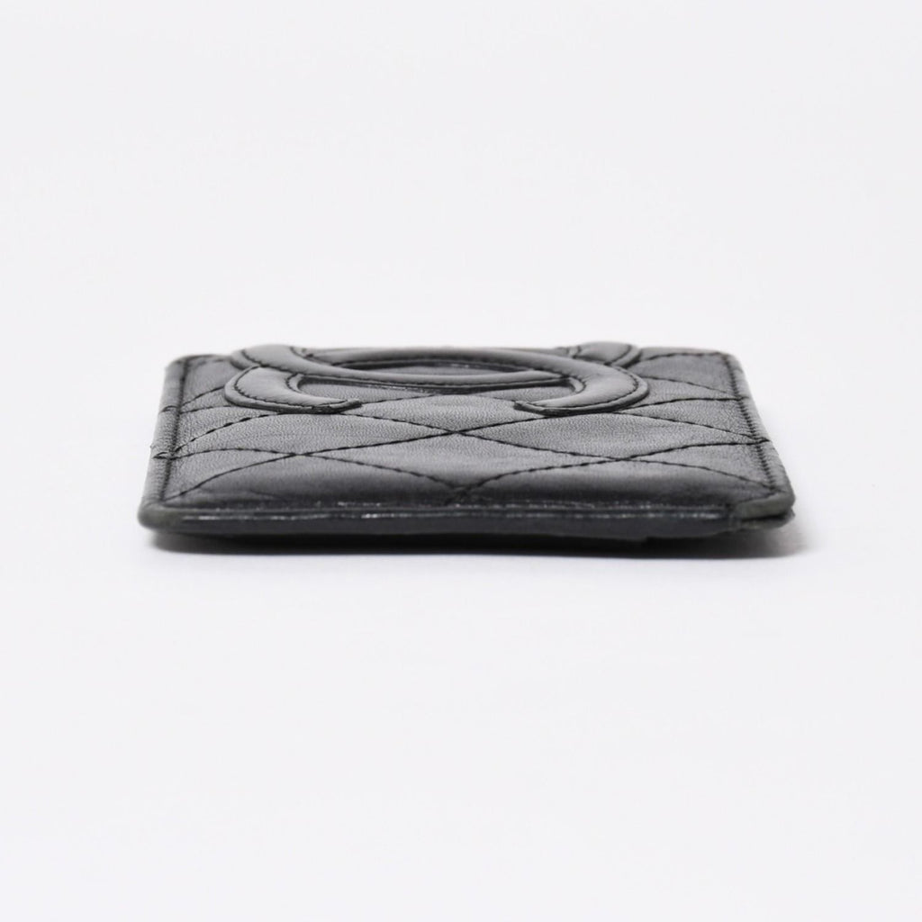 Chanel Cambon Line Card Case CC Logo Lambskin Black Pink — view 4