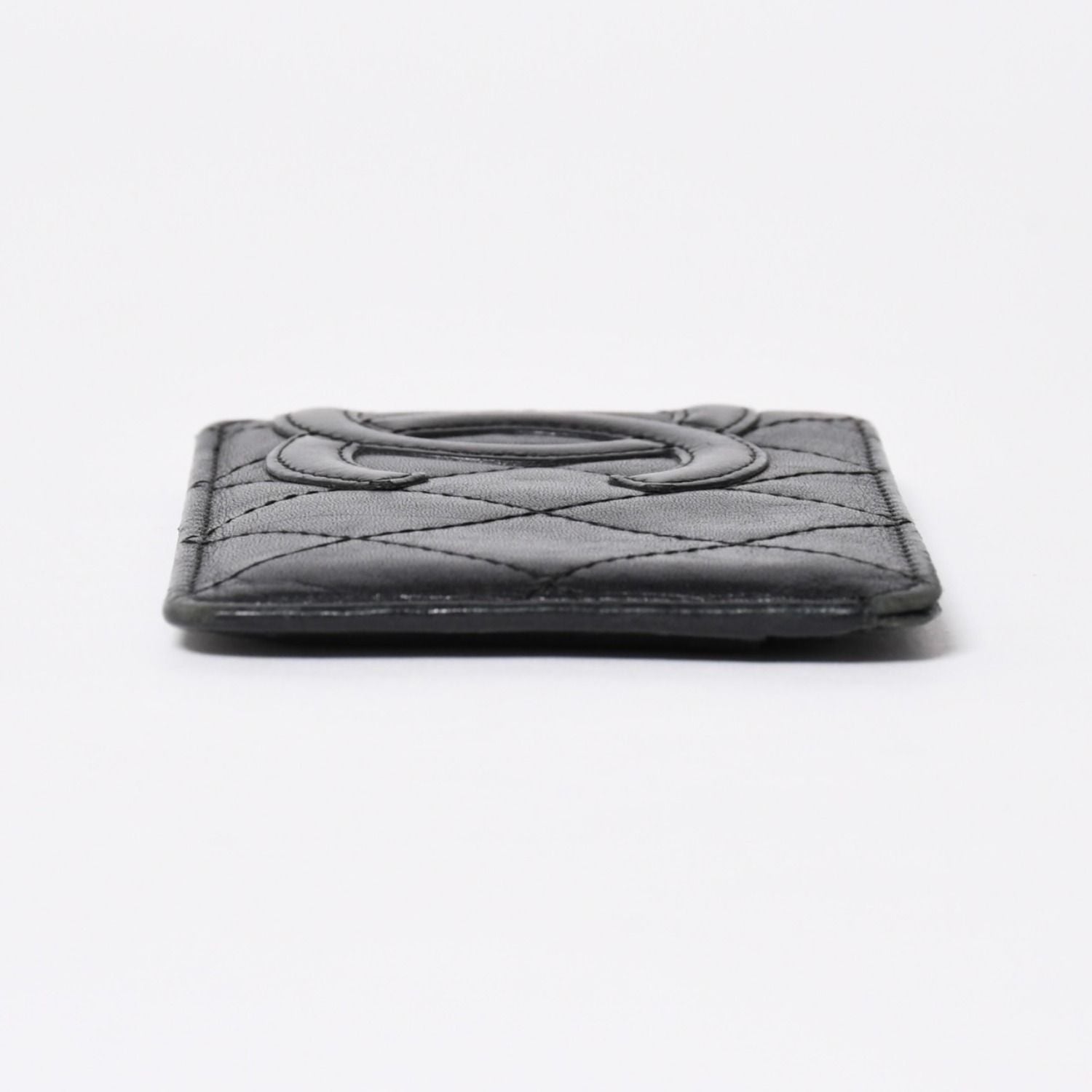 Chanel Cambon Line Card Case CC Logo Lambskin Black Pink — view 4
