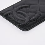 Chanel Cambon Line Card Case CC Logo Lambskin Black Pink — view 6