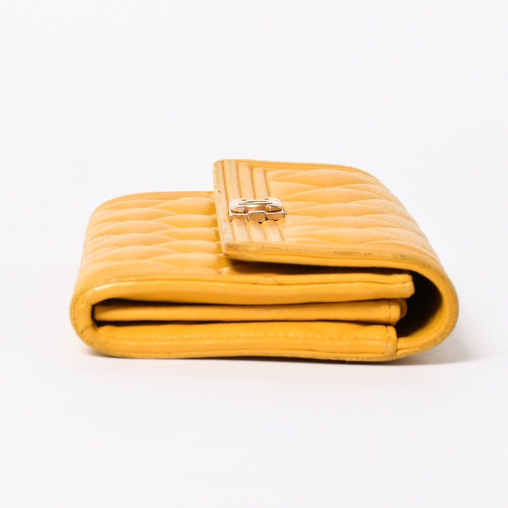 Chanel Boy Wallet CC Logo Lambskin Yellow Gold — view 4