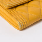 Chanel Boy Wallet CC Logo Lambskin Yellow Gold — view 8
