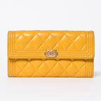 Chanel Boy Wallet CC Logo Lambskin Yellow Gold