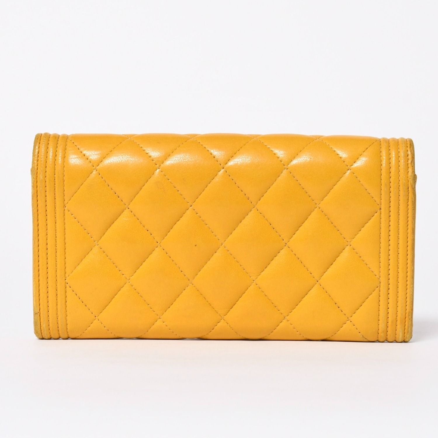 Chanel Boy Wallet CC Logo Lambskin Yellow Gold — view 2