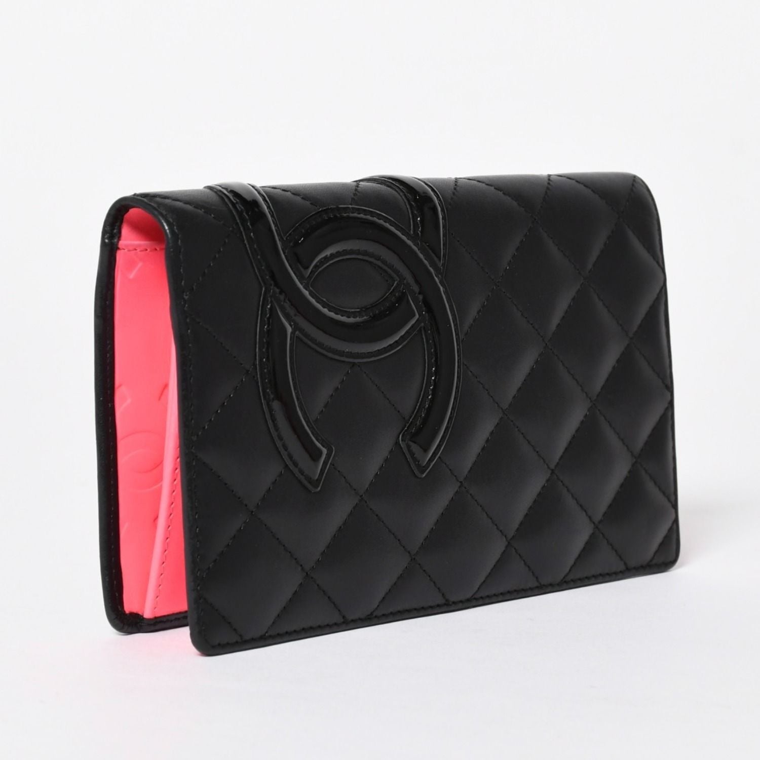 Chanel Cambon Line Wallet CC Logo Patch Calfskin Black Pink Silver — view 3