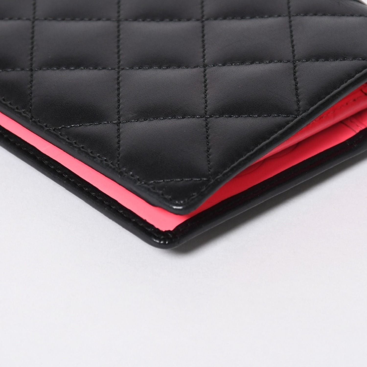Chanel Cambon Line Wallet CC Logo Patch Calfskin Black Pink Silver — view 8