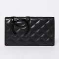 Chanel Cambon Line Wallet CC Logo Patch Calfskin Black Pink Silver