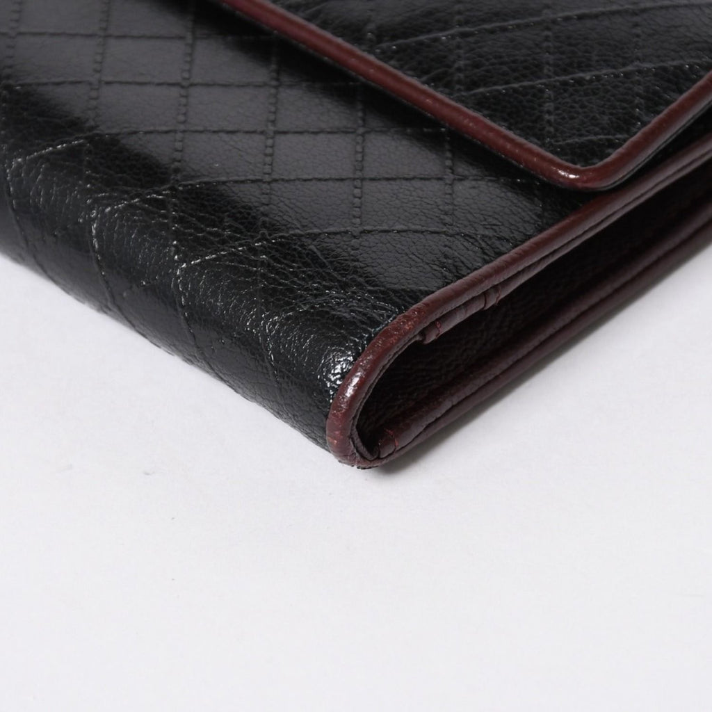 Chanel Bicolor Wallet CC Logo Calfskin Black Bordeaux Silver — view 7