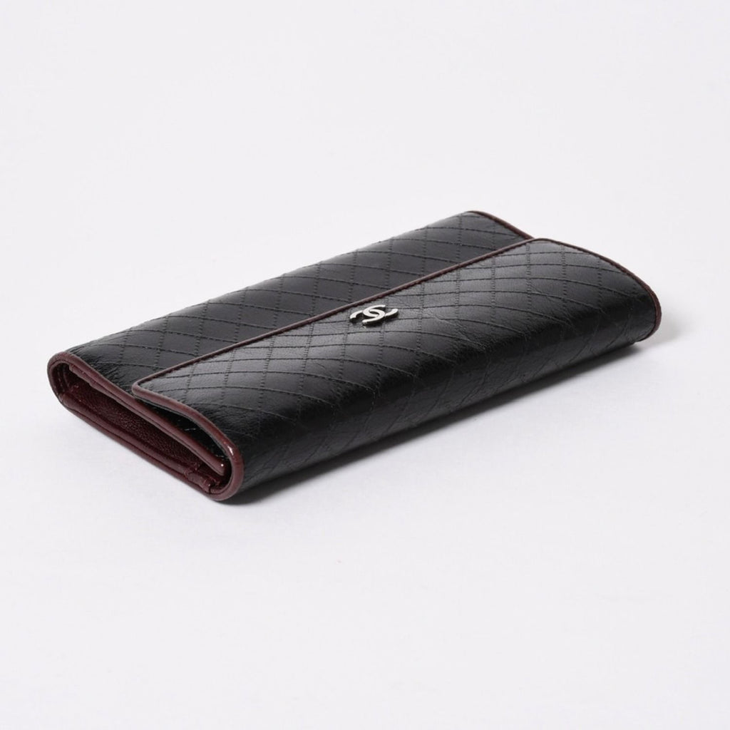 Chanel Bicolor Wallet CC Logo Calfskin Black Bordeaux Silver — view 6