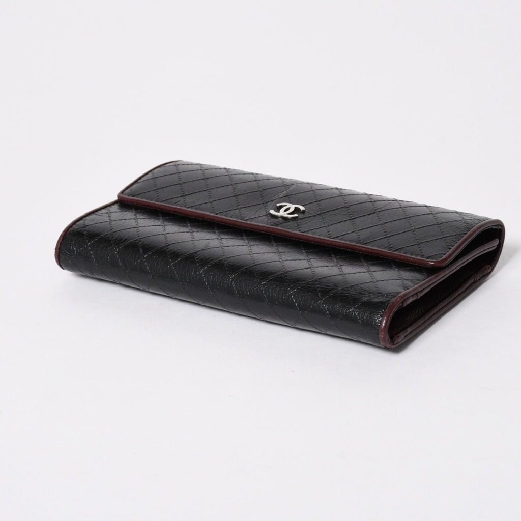 Chanel Bicolor Wallet CC Logo Calfskin Black Bordeaux Silver — view 5