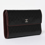 Chanel Bicolor Wallet CC Logo Calfskin Black Bordeaux Silver — view 3