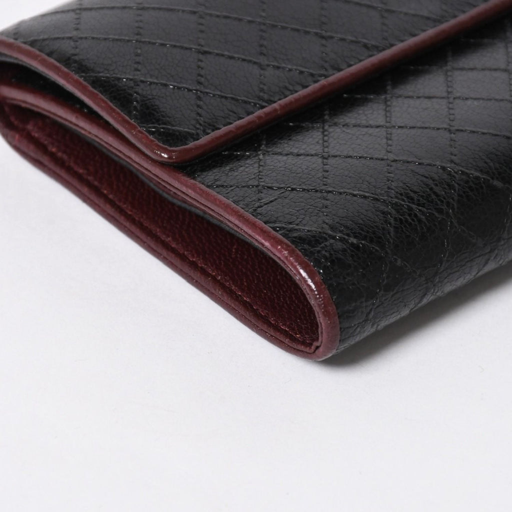Chanel Bicolor Wallet CC Logo Calfskin Black Bordeaux Silver — view 8