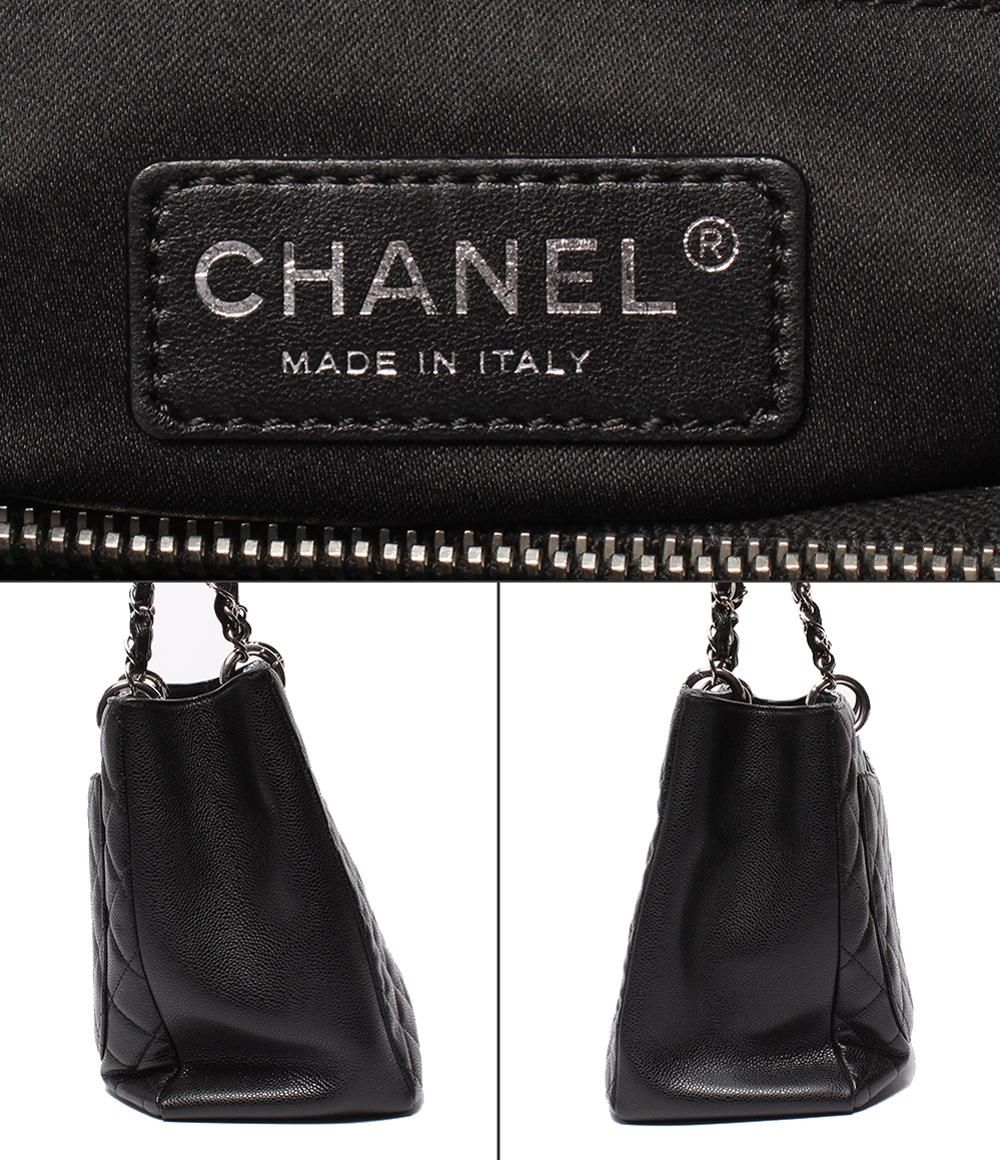 Chanel Chain Tote Bag Grand Shopping GST Silver Caviar Leather Quilted — view 4