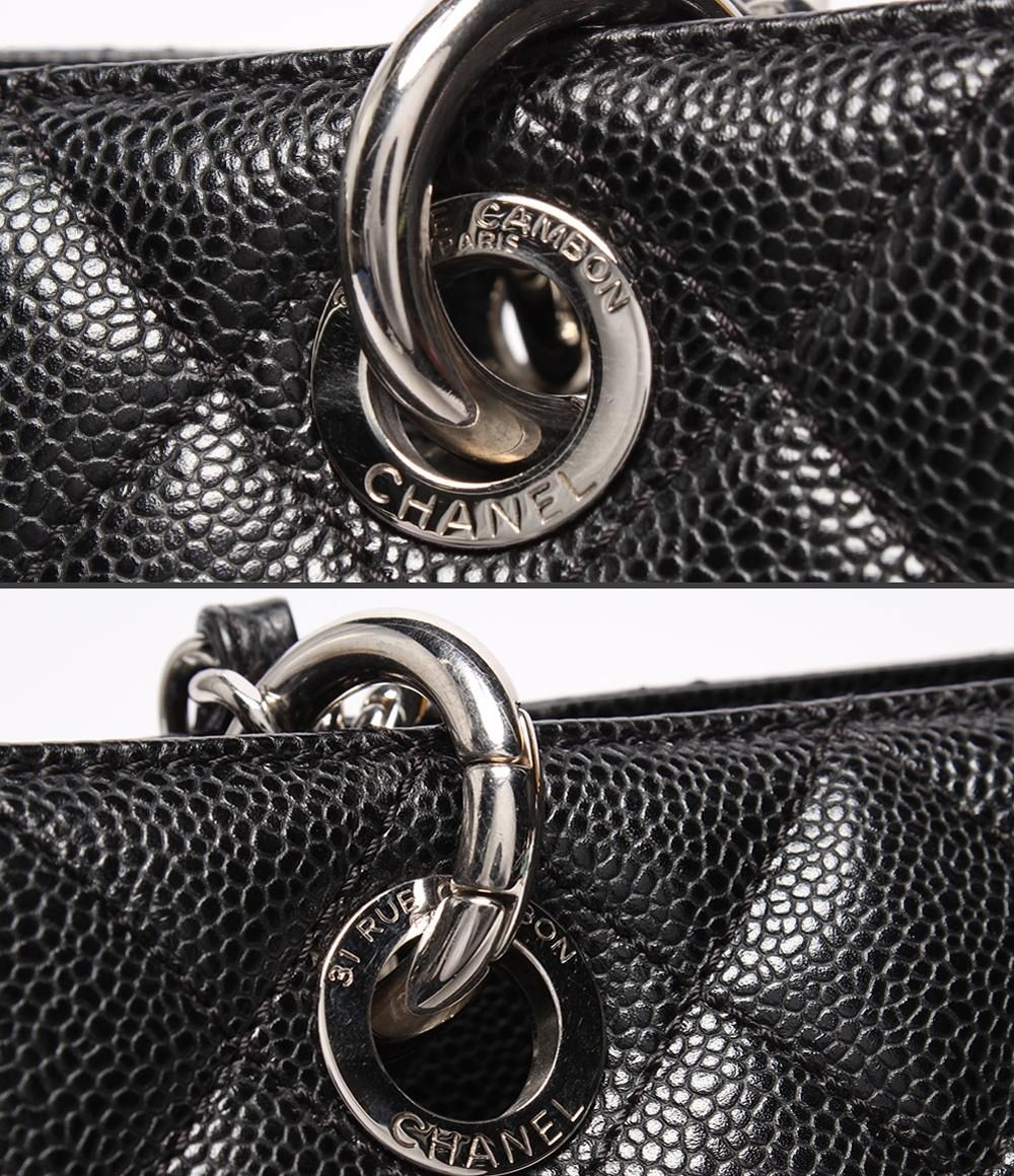 Chanel Chain Tote Bag Grand Shopping GST Silver Caviar Leather Quilted — view 8