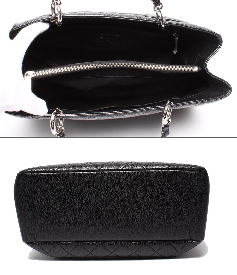 Chanel Chain Tote Bag Grand Shopping GST Silver Caviar Leather Quilted — view 3