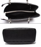 Chanel Chain Tote Bag Grand Shopping GST Silver Caviar Leather Quilted — view 3