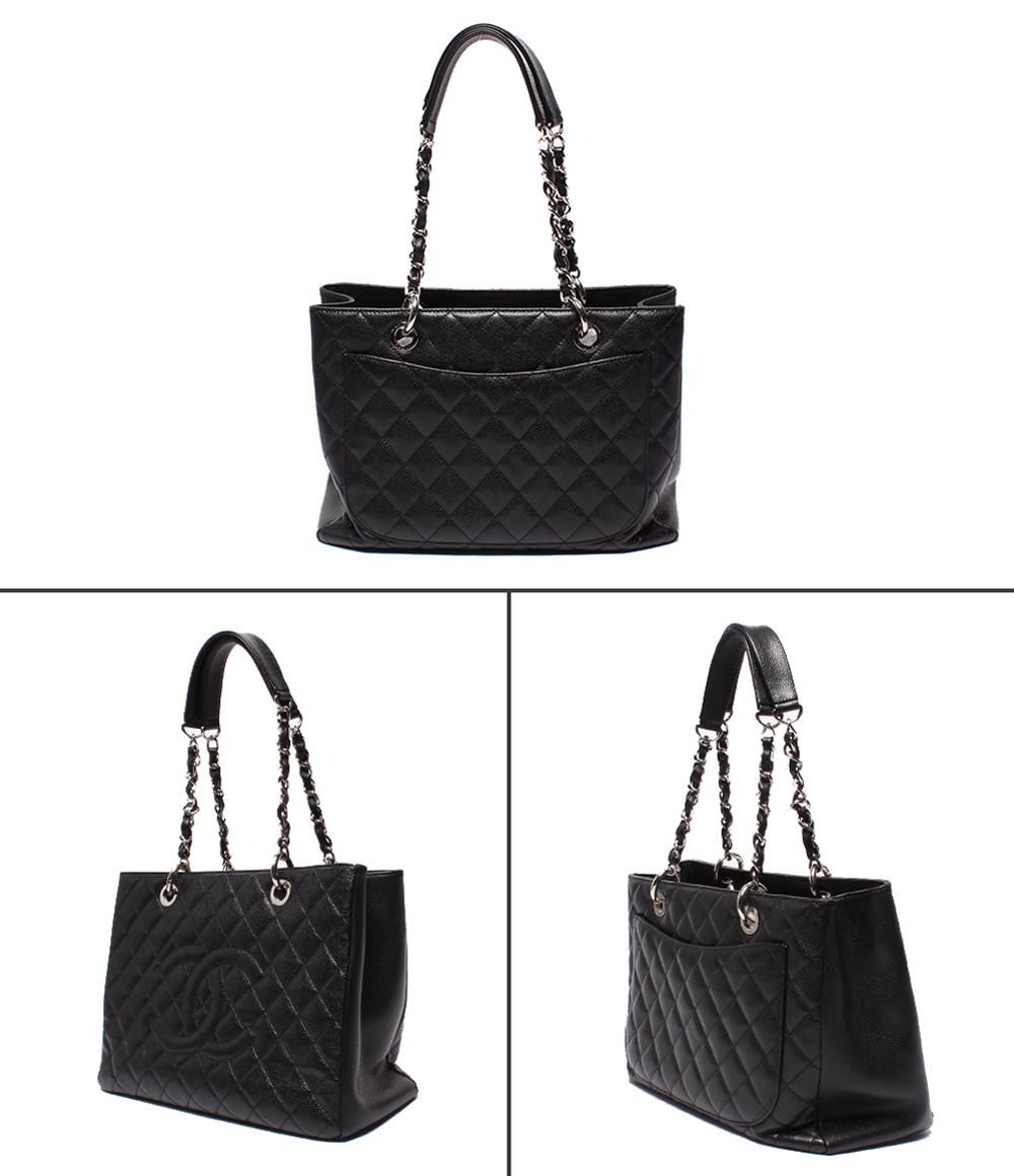 Chanel Chain Tote Bag Grand Shopping GST Silver Caviar Leather Quilted — view 2