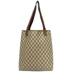Gucci Vintage GG Pattern Logo Sherry Line Leather Tote Bag Brown — view 3