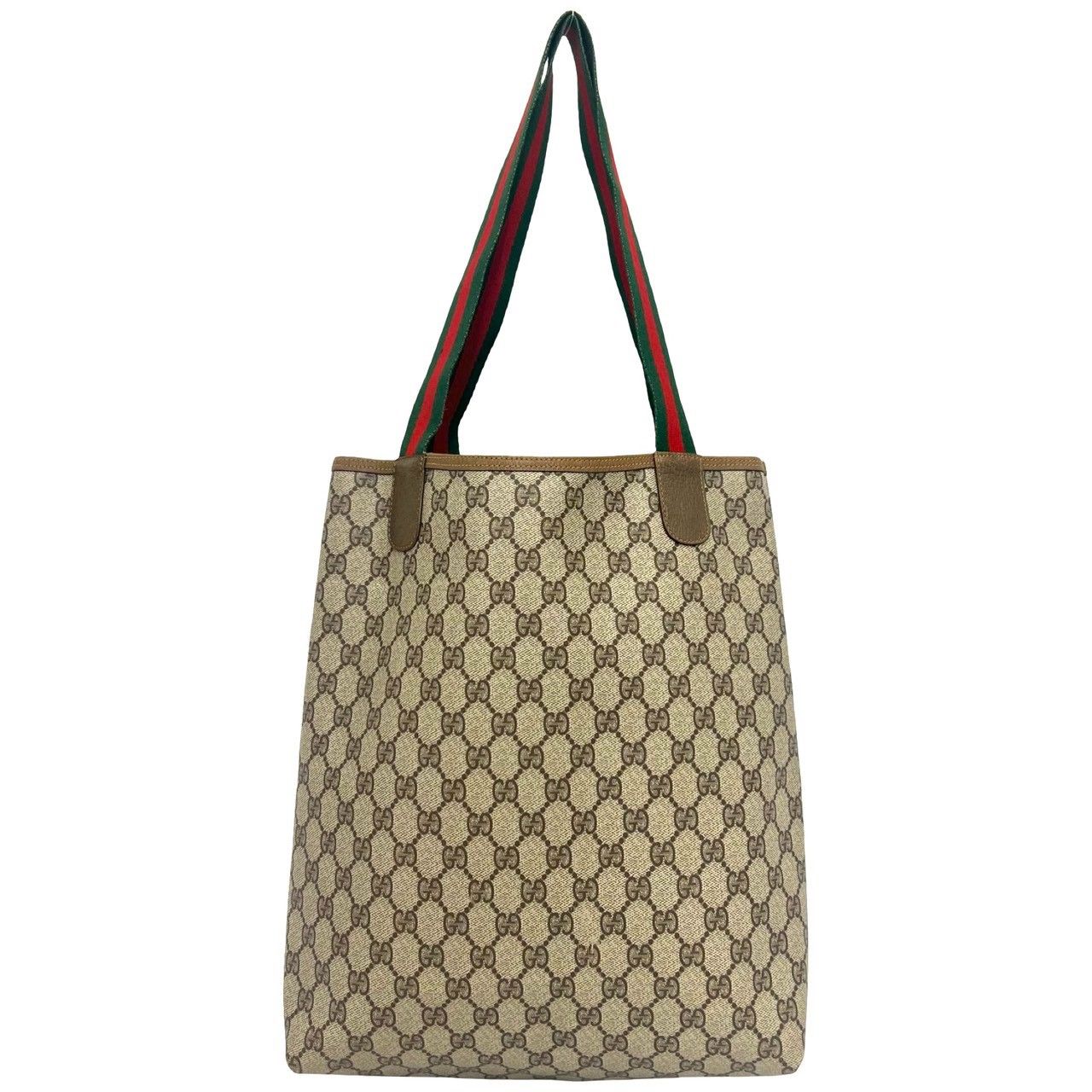 Gucci Vintage GG Pattern Logo Sherry Line Leather Tote Bag Brown — view 3