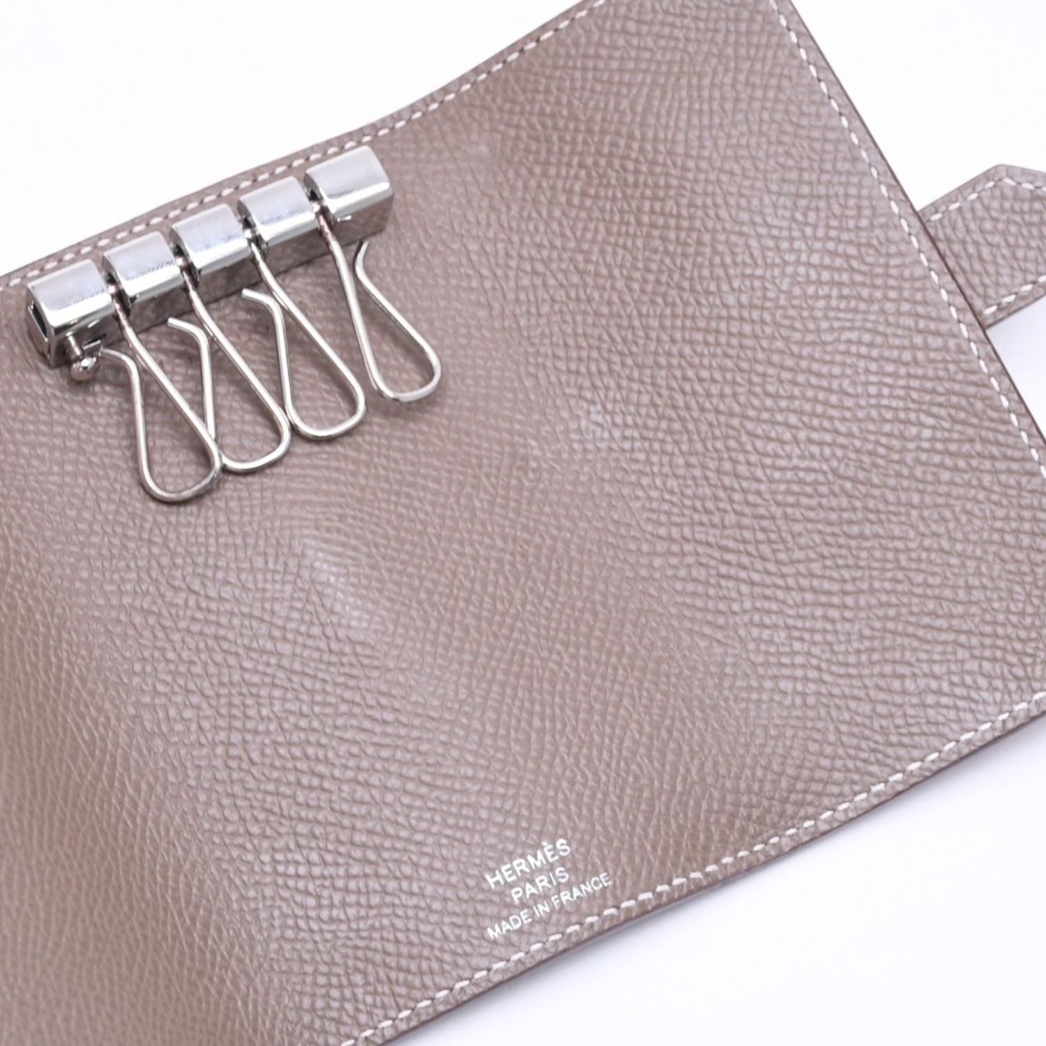 Hermes Key Case Bearn Etoupe Epsom Silver Veau Key Holder — view 8