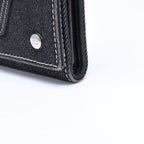 Dior Logo Button Bifold Wallet Denim Black Gray — view 4