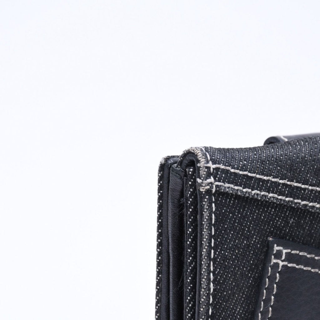 Dior Logo Button Bifold Wallet Denim Black Gray — view 5