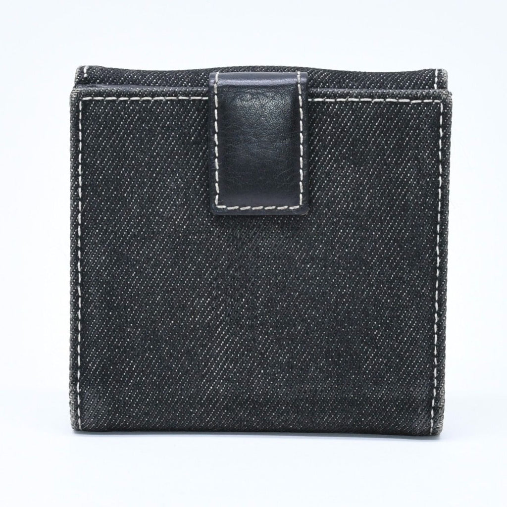 Dior Logo Button Bifold Wallet Denim Black Gray — view 2