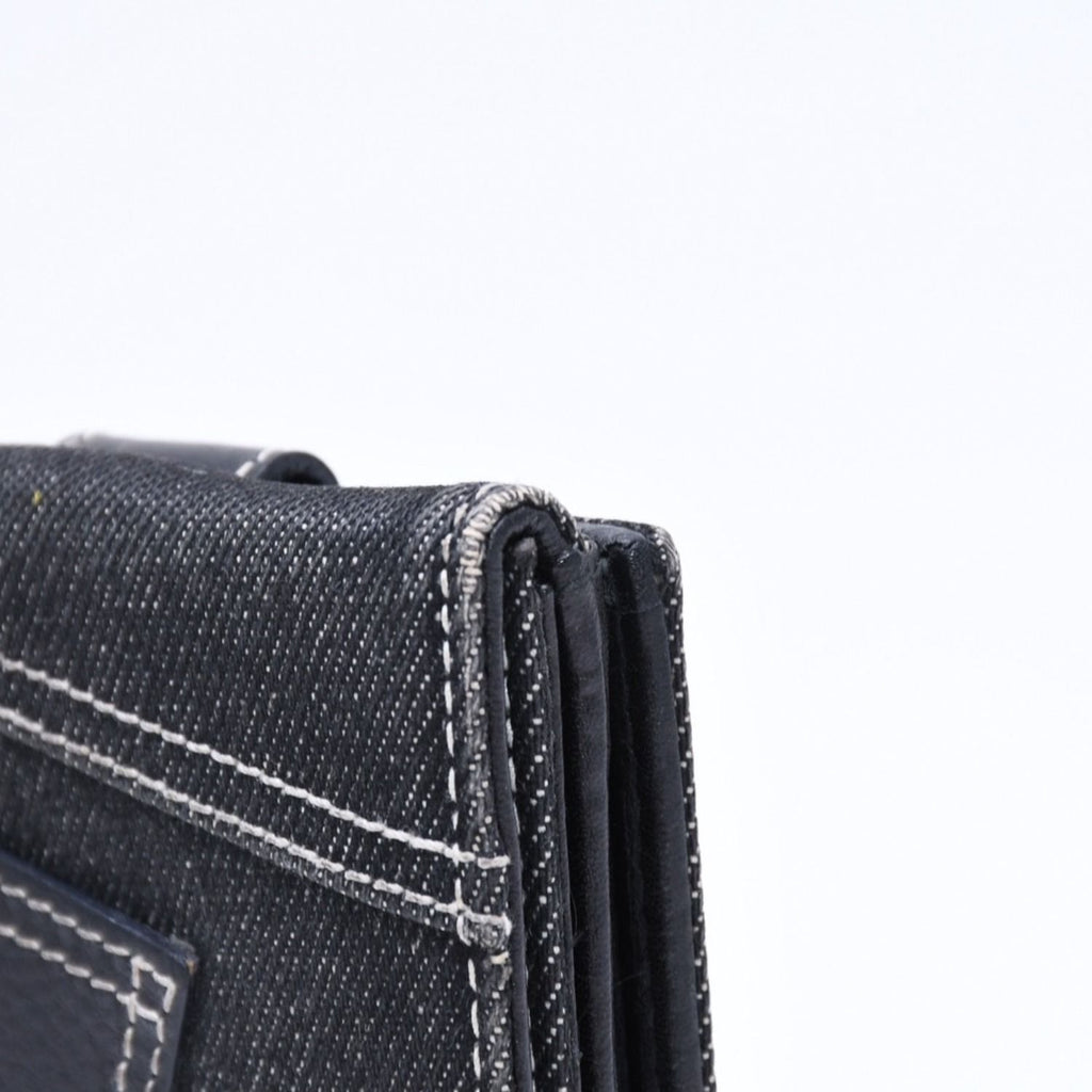 Dior Logo Button Bifold Wallet Denim Black Gray — view 3