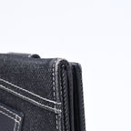 Dior Logo Button Bifold Wallet Denim Black Gray — view 3