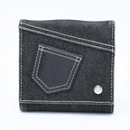Dior Logo Button Bifold Wallet Denim Black Gray