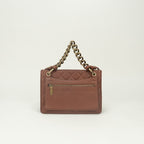 Chanel Quilted Tote Shoulder Bag Caviar Leather Brown Gold CC Logo Turnlock — view 3