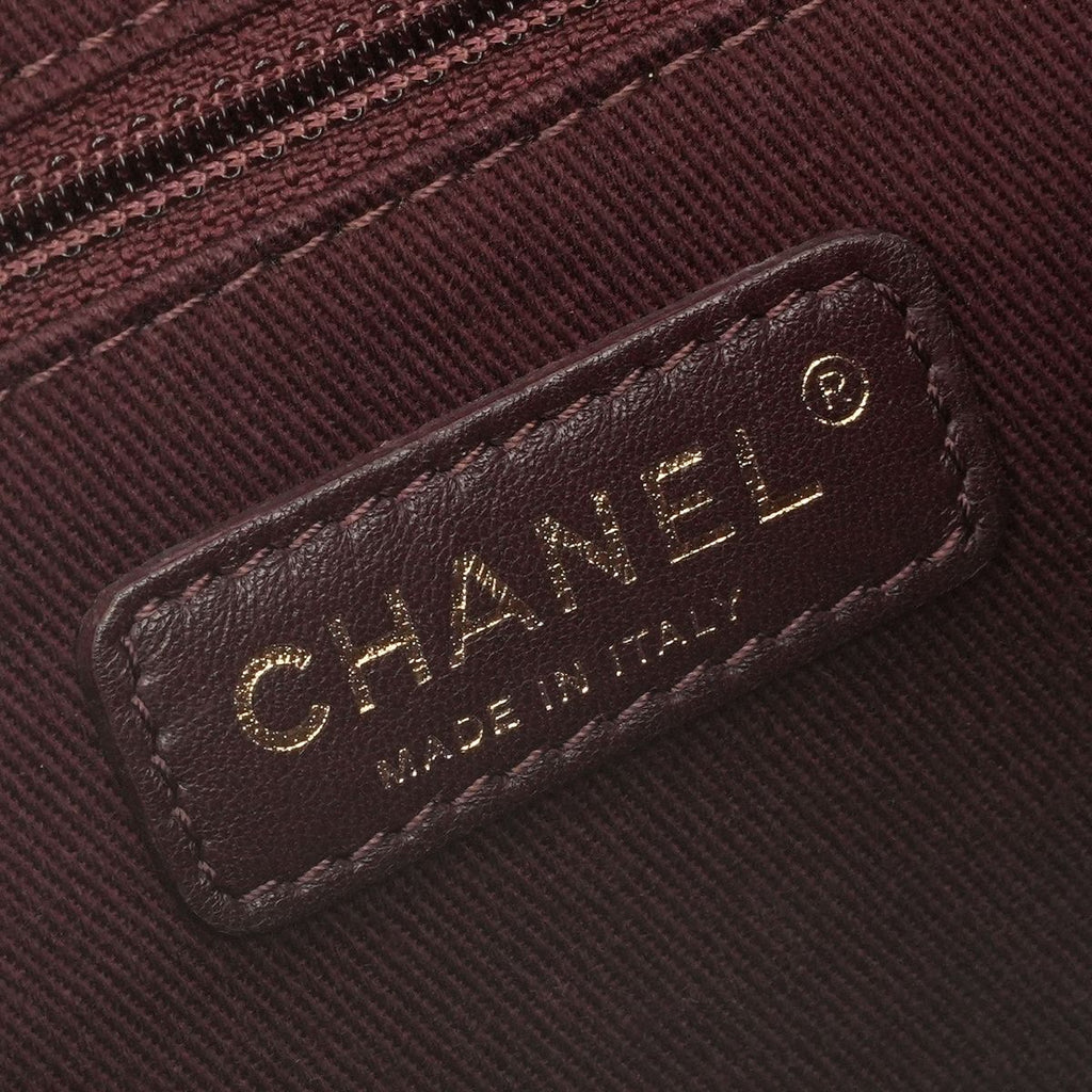 Chanel Quilted Tote Shoulder Bag Caviar Leather Brown Gold CC Logo Turnlock — view 8