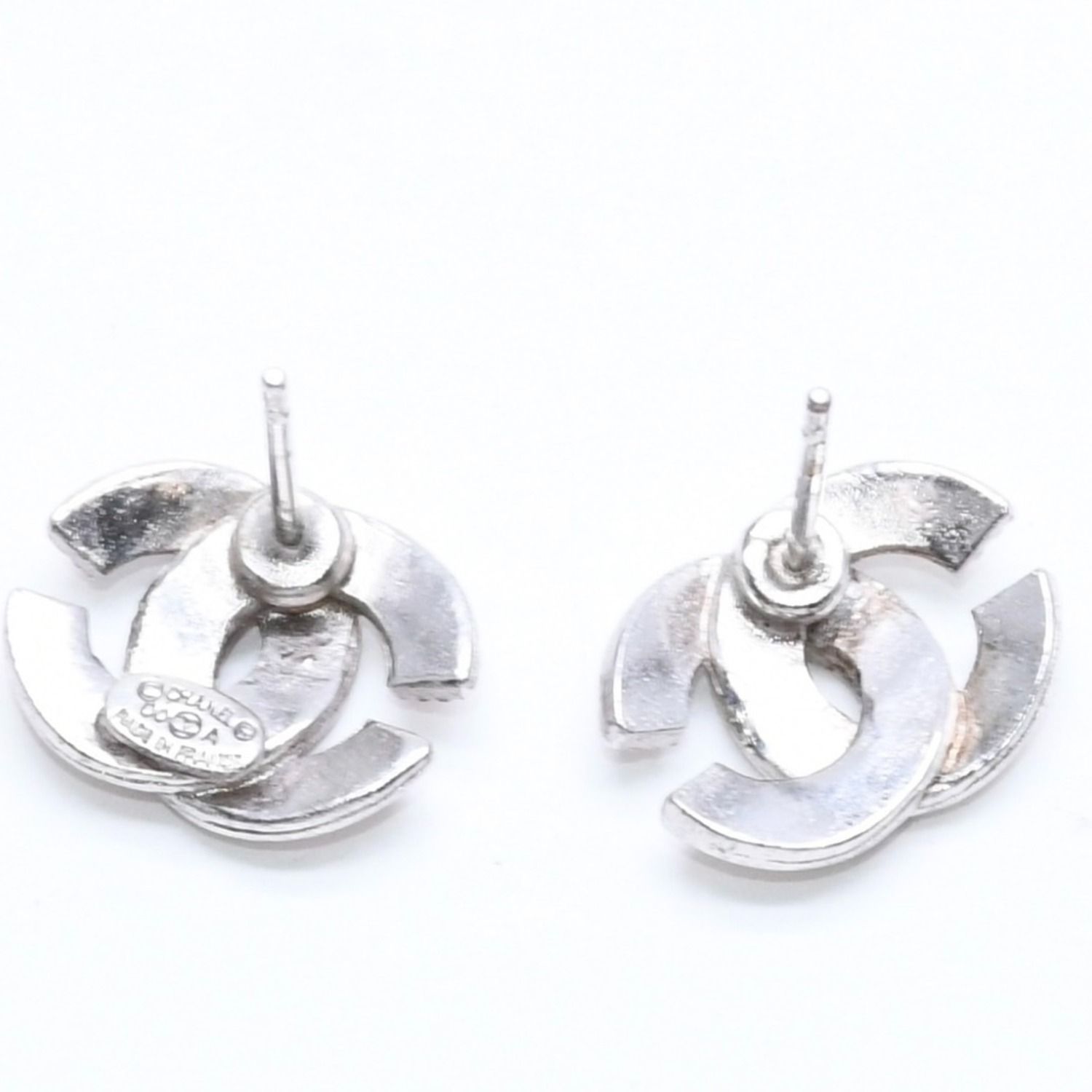 Chanel Earrings CC Logo Silver Metal — view 7