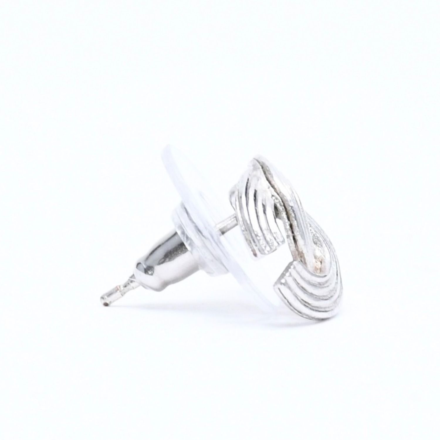 Chanel Earrings CC Logo Silver Metal — view 4